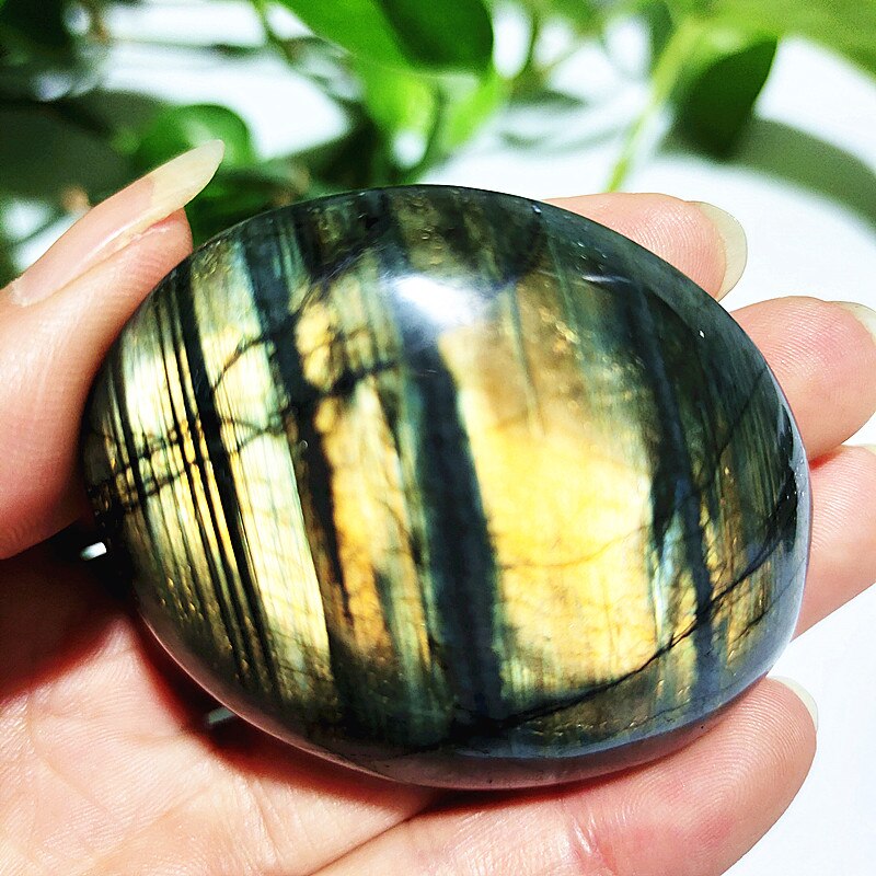 Natural labradorite stone crystal palm stones plaything healing crystals and home decoration