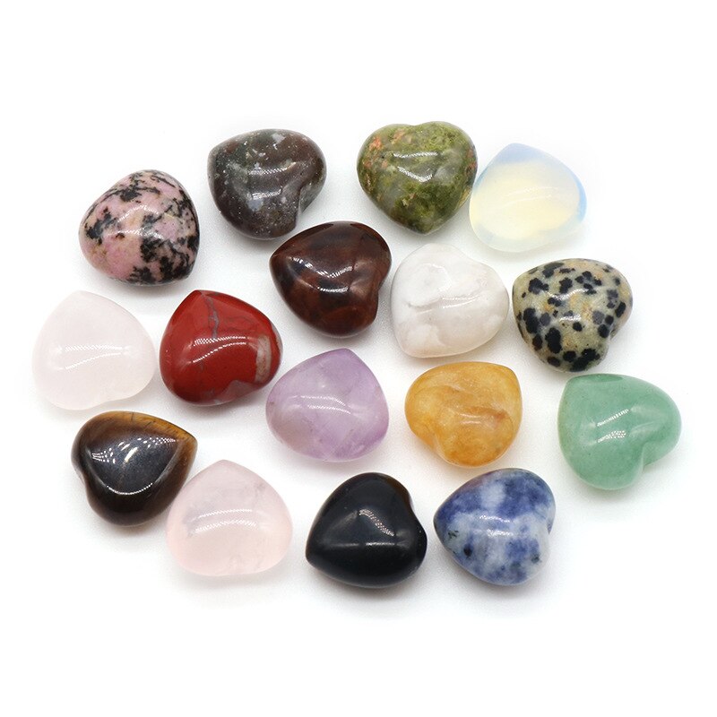 Natural Stones Heart Shaped Quartz Crystal Chakra Healing Gemstones Pendant Gifts Home Decor Room Decoration Minerals DIY Craft