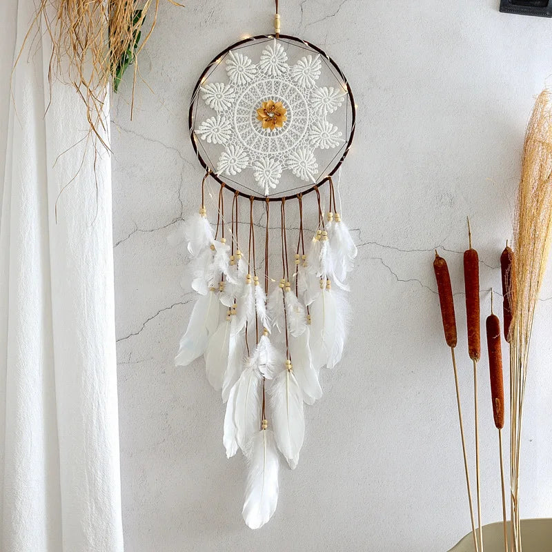 Room Wall Decoration Handmade Dreamcatcher Hanging Decor Feathers Crafts Boho Living Room Decor Wall Hanging For Girl Gifts