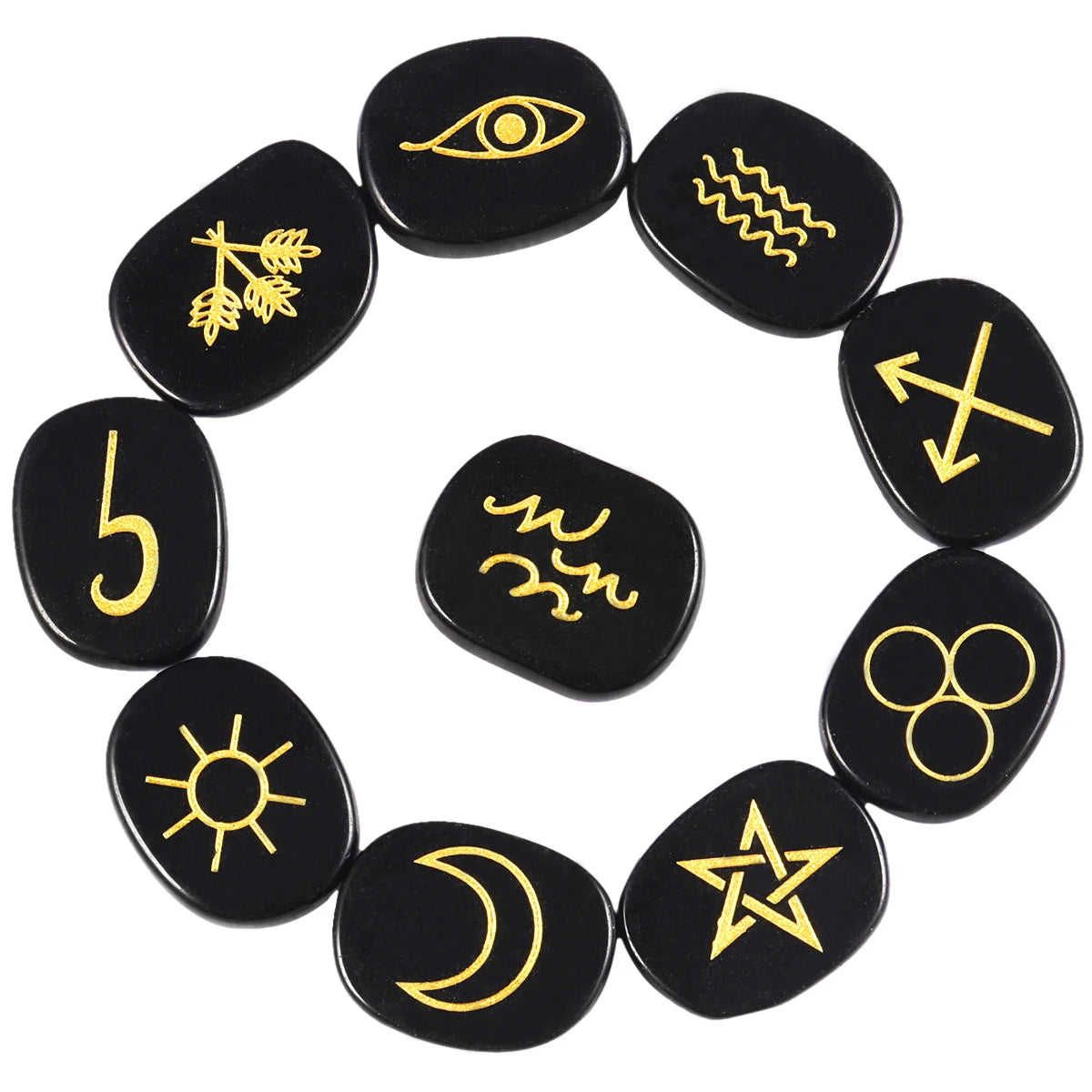 10 Teile/Satz Healing Kristall  Runes Stein Kit Mit Gravierte Gypsy Symbole Für Chakra Balancing Divination Yoga Meditation