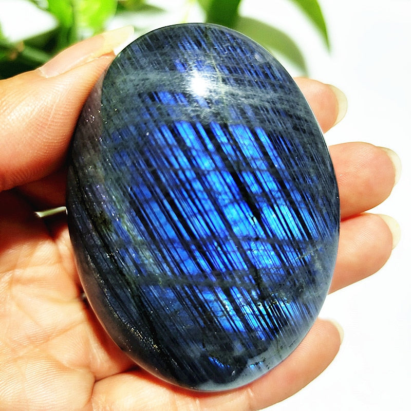 Natural labradorite stone crystal palm stones plaything healing crystals and home decoration