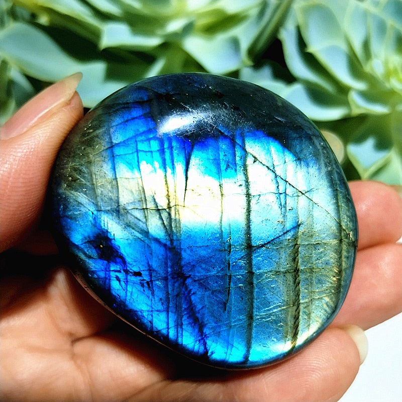 Natural labradorite stone crystal palm stones plaything healing crystals and home decoration