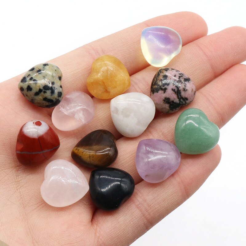 Natural Stones Heart Shaped Quartz Crystal Chakra Healing Gemstones Pendant Gifts Home Decor Room Decoration Minerals DIY Craft