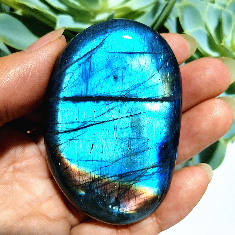 Natural labradorite stone crystal palm stones plaything healing crystals and home decoration