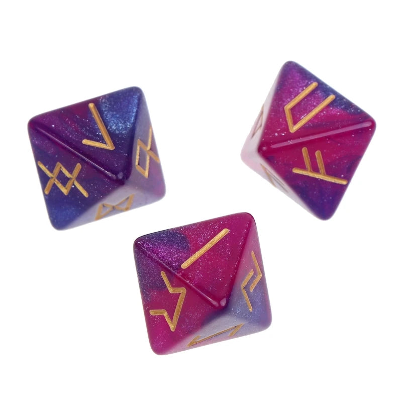 3 Pcs 8-Seitige Rune Dice Polyhedral Würfel Acryl Astrologisches Würfel Brettspiel Würfel Konstellation Divination Zubehör