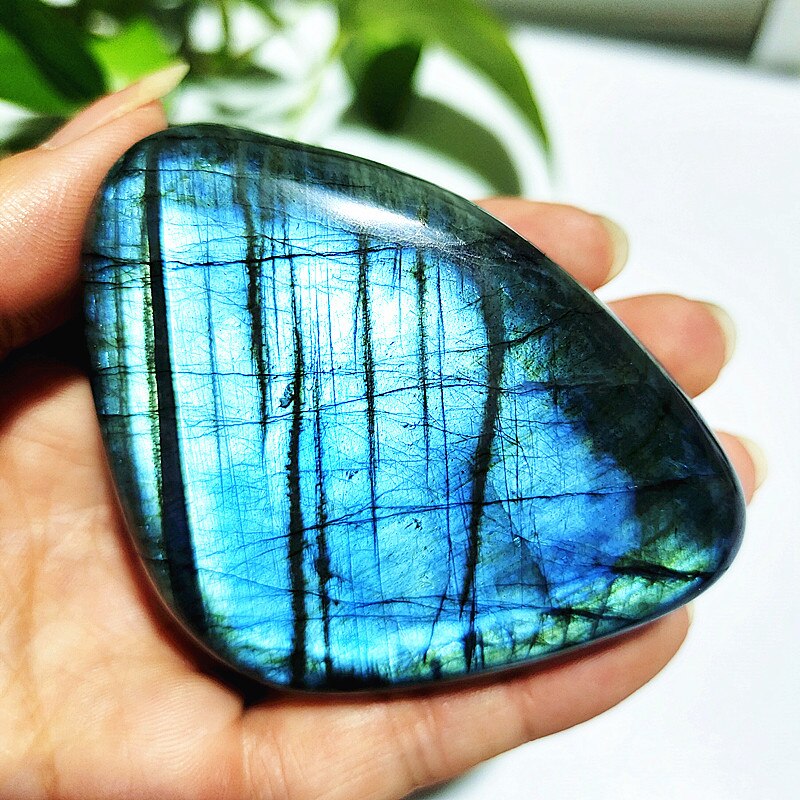 Natural labradorite stone crystal palm stones plaything healing crystals and home decoration