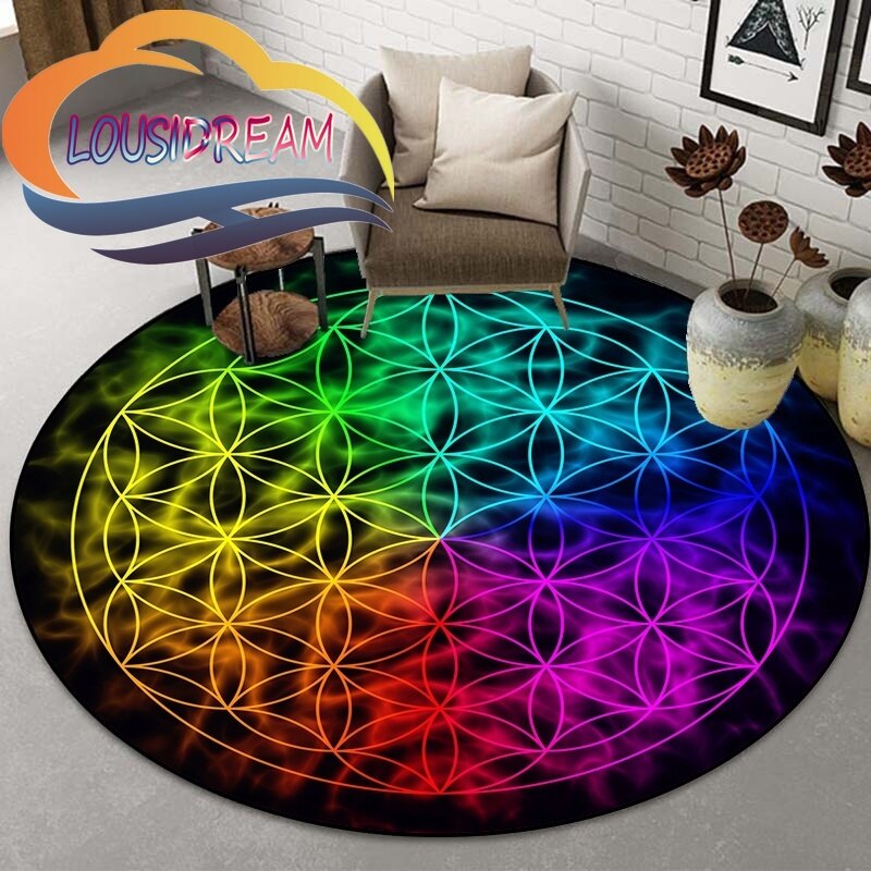 Sacred Planet Geometry Flower of Life Round Child Cushion Bedroom Floor Mat Computer Chair Area Decoration carpets bed room