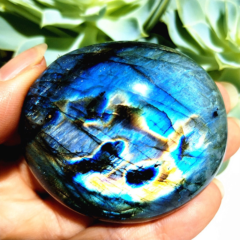 Natural labradorite stone crystal palm stones plaything healing crystals and home decoration