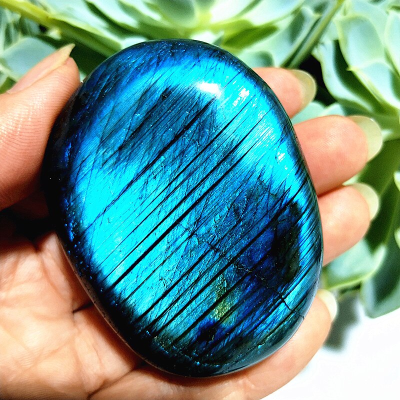 Natural labradorite stone crystal palm stones plaything healing crystals and home decoration