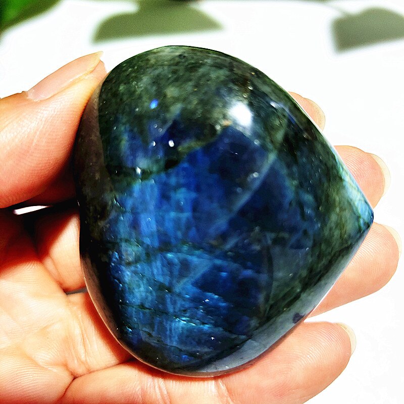 Natural Blue Labrador Stone Crystal Heart Palm Powerful Energy Play Spiritual Meditation Healing Feng Shui Home Ornament