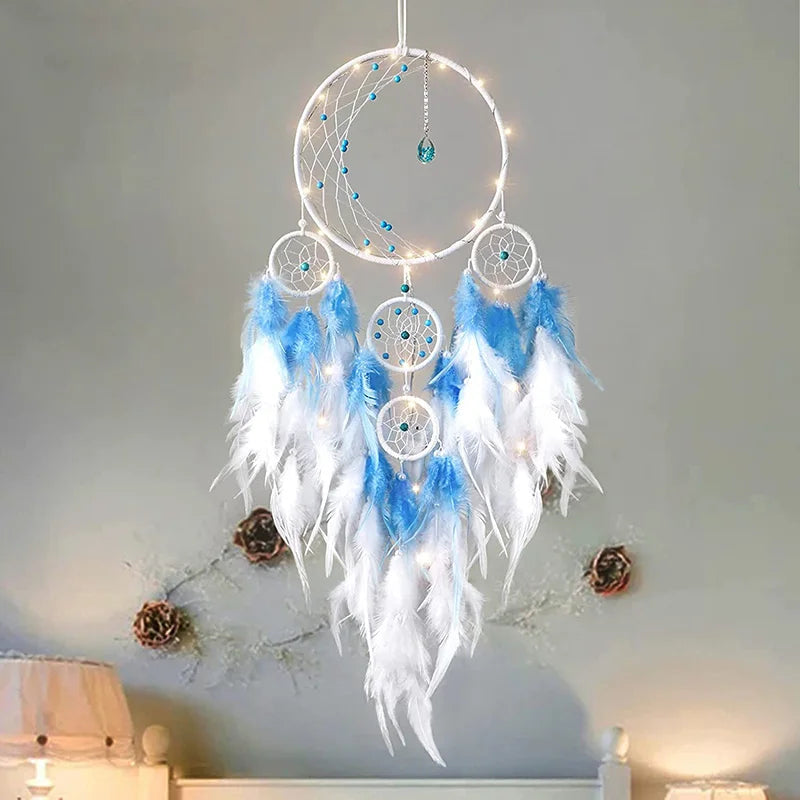 Handmade Dream Catcher Chimes Home Hängen Handwerk LED Geschenk Dreamcatcher Ornament Auto Hängen Schlafzimmer Wind Dekoration