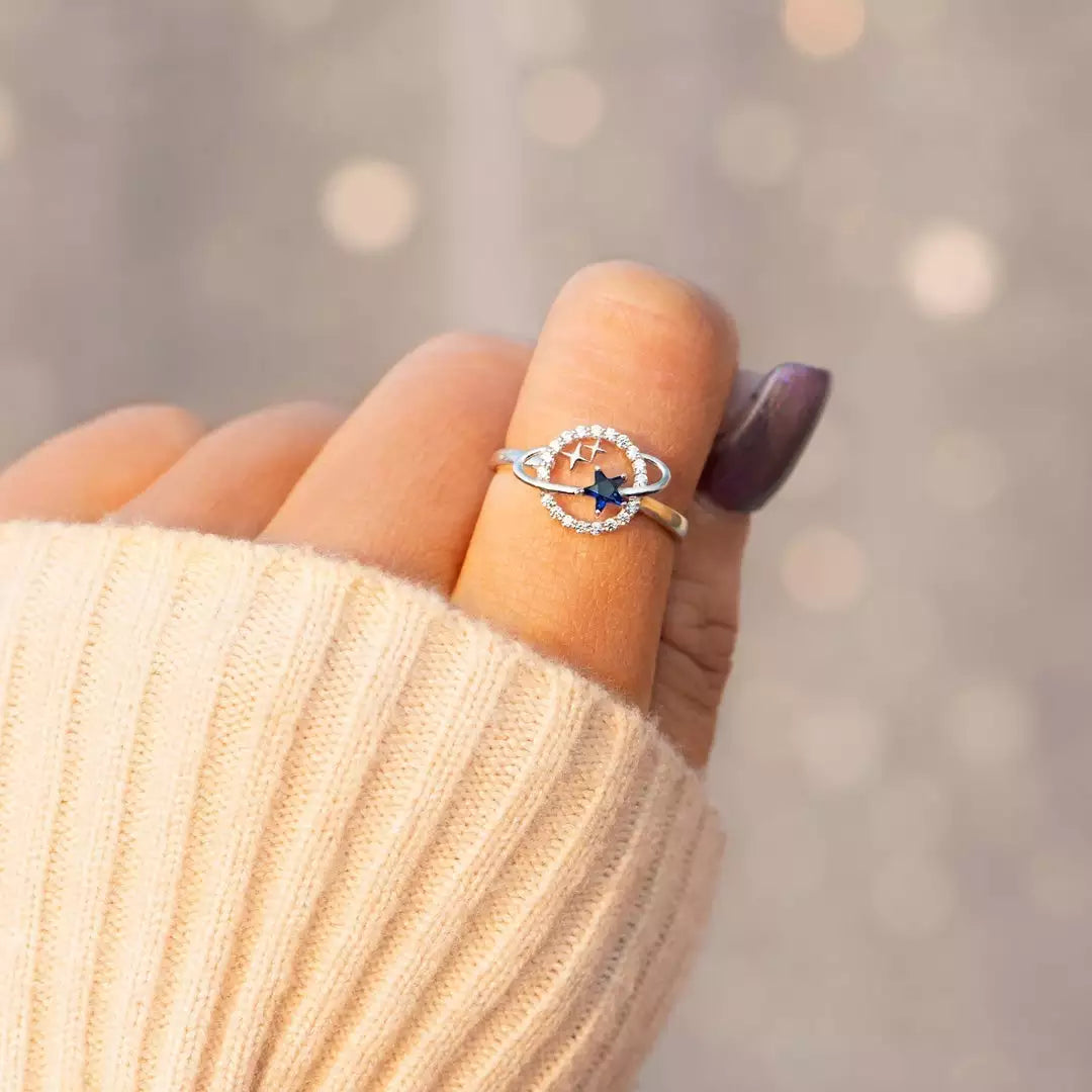 TO MY DAUGHTER PLANET AND STAR RING 2022 Dropshipping Fashion Ring Gift For Girls  Cubic Zirconia Silver Color