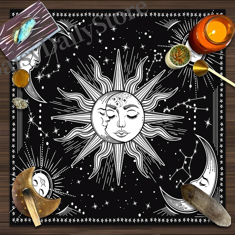 Sonne Mond Tarot Tisch Altar Tuch Metaphysische Bord Spiel Matte Pendel Wahrsagerei Altar Tischdecke Bord Spiel Karte Pad Geschenk