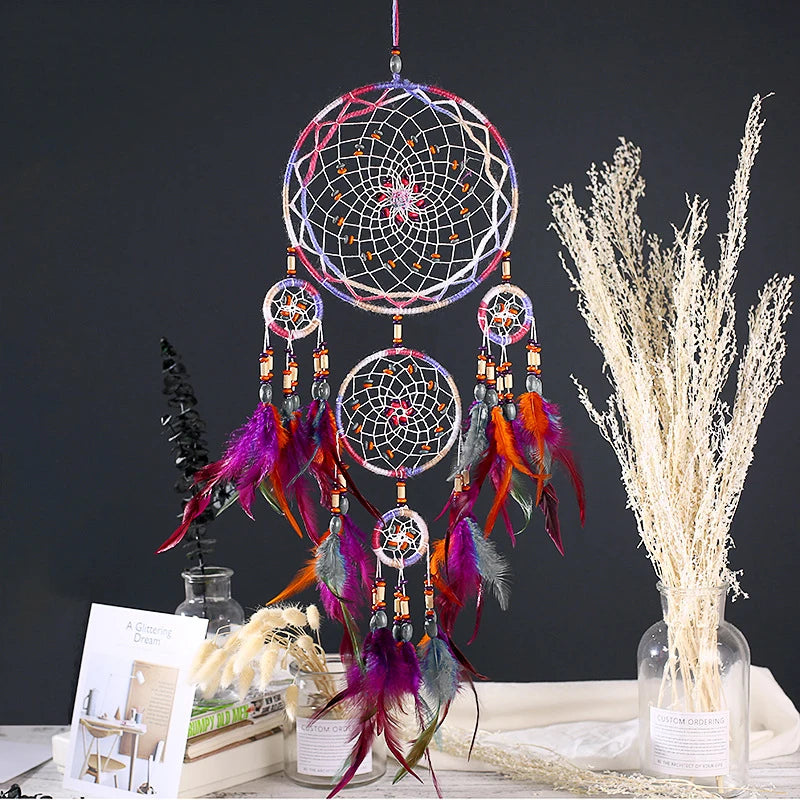 Indische Natürliche Feder Traumfänger  Kunst Room Home Dekoration Reine Handarbeit Dreamcatcher Ornament, Geschenkidee