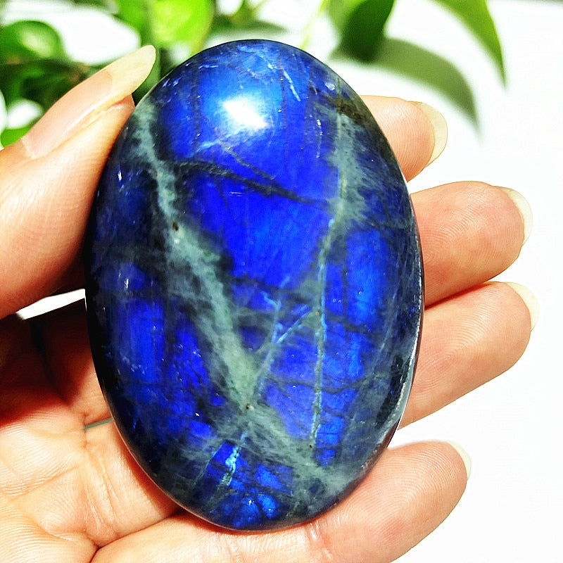 Natural labradorite stone crystal palm stones plaything healing crystals and home decoration