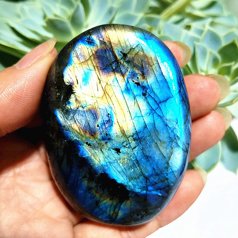 Natural labradorite stone crystal palm stones plaything healing crystals and home decoration