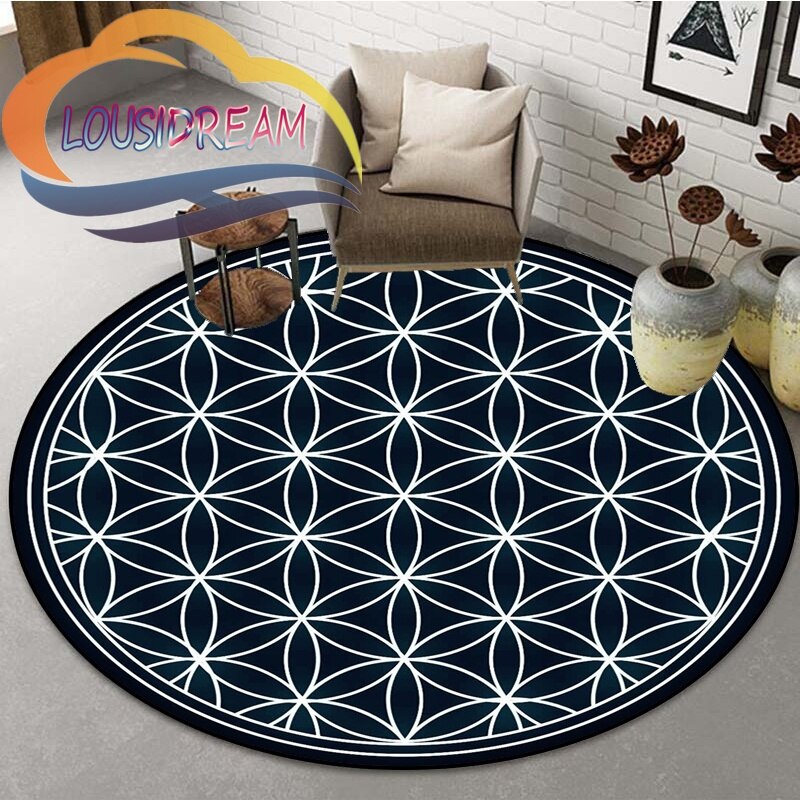 Sacred Planet Geometry Flower of Life Round Child Cushion Bedroom Floor Mat Computer Chair Area Decoration carpets bed room