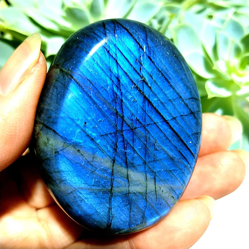 Natural labradorite stone crystal palm stones plaything healing crystals and home decoration