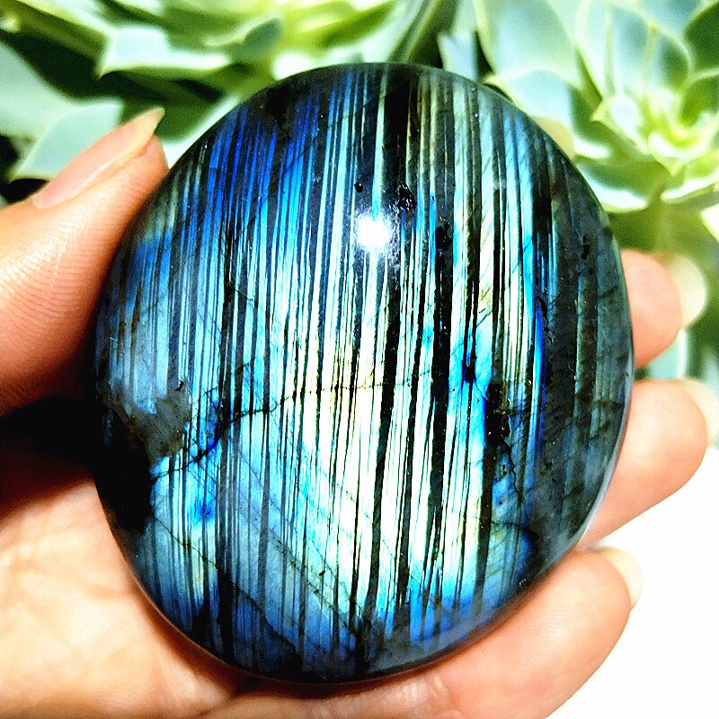 Natural labradorite stone crystal palm stones plaything healing crystals and home decoration