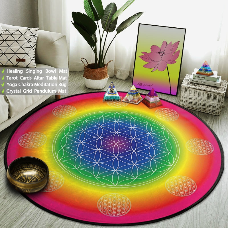 Rainbow Mandala Flower Teppich Yoga Meditation