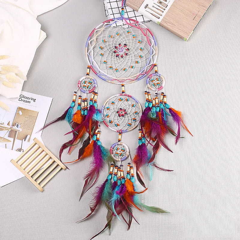 Indische Natürliche Feder Traumfänger  Kunst Room Home Dekoration Reine Handarbeit Dreamcatcher Ornament, Geschenkidee