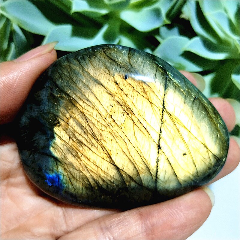 Natural labradorite stone crystal palm stones plaything healing crystals and home decoration