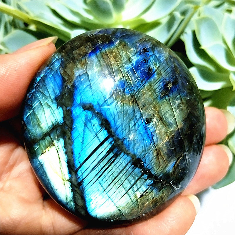 Natural labradorite stone crystal palm stones plaything healing crystals and home decoration