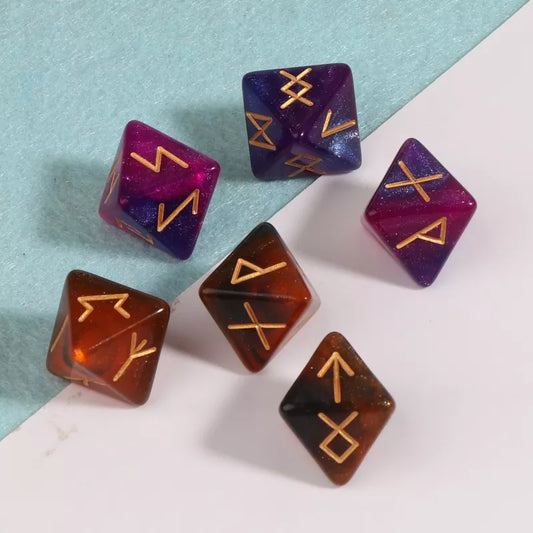 3 Pcs 8-Seitige Rune Dice Polyhedral Würfel Acryl Astrologisches Würfel Brettspiel Würfel Konstellation Divination Zubehör