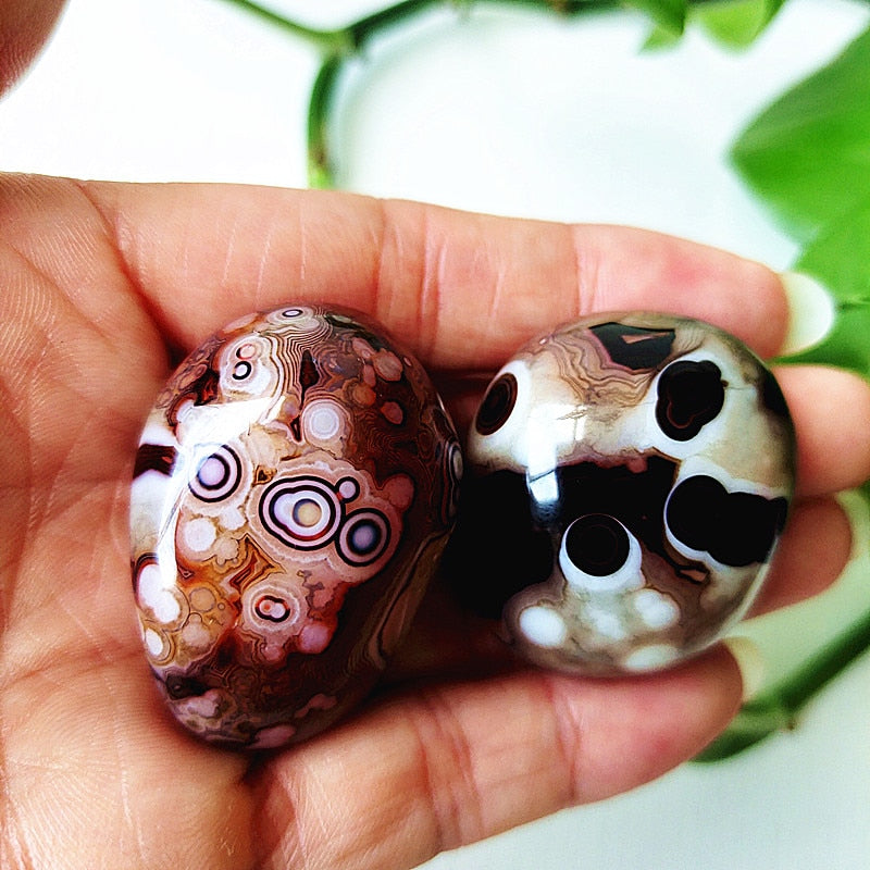 Natural Lace Stone Sardonyx Agate Palm Hand Play Witchcraft Supplies Meditation Spiritual Decor Home Decoration Healing Crystals