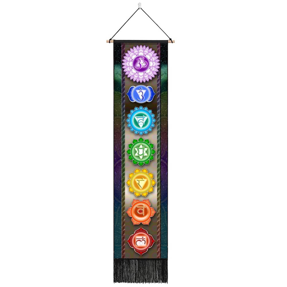 Sieben Chakra-Wandteppiche, Hippie-Mandala-Chakren-Wandbehang, Yoga-Meditation-Wandteppiche für spirituelle Raumdekoration, 12.8 "x 51.2"