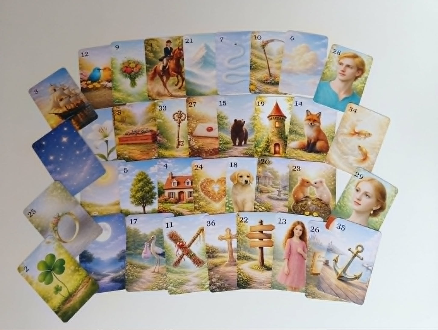 Märchenzauber Lenormand Karten – 36 Orakelkarten OHNE 20 Zusatzkarten  mit Samtbeutel (2 Größen) – Hochwertiges Kartenlegen Deck – Spirituelles Geschenk
