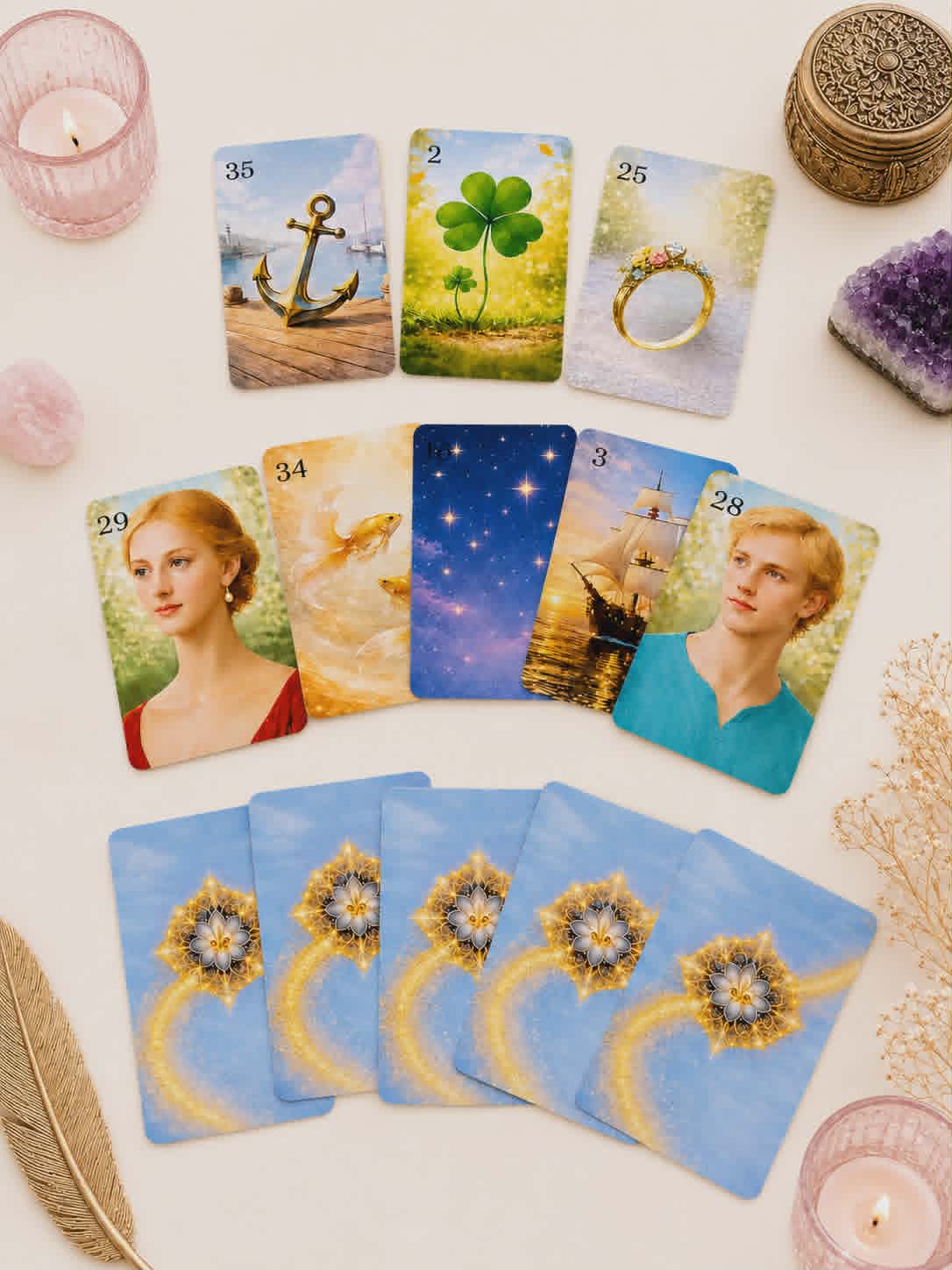 Märchenzauber Lenormand Karten – 36 Orakelkarten OHNE 20 Zusatzkarten  mit Samtbeutel (2 Größen) – Hochwertiges Kartenlegen Deck – Spirituelles Geschenk