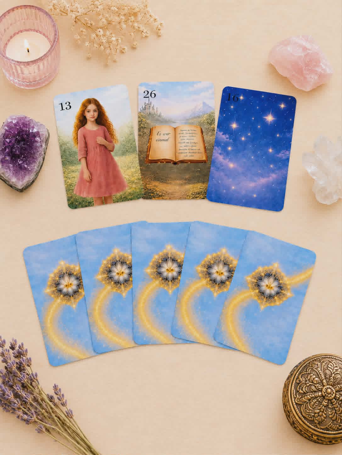 Märchenzauber Lenormand Karten – 36 Orakelkarten OHNE 20 Zusatzkarten  mit Samtbeutel (2 Größen) – Hochwertiges Kartenlegen Deck – Spirituelles Geschenk