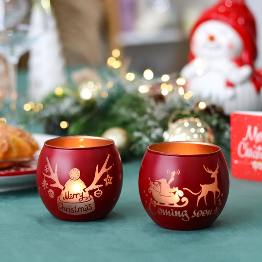 KLASSISCHE ROTE GLÜCKSKERZENHALTER RENTIER 2‑TEILIG