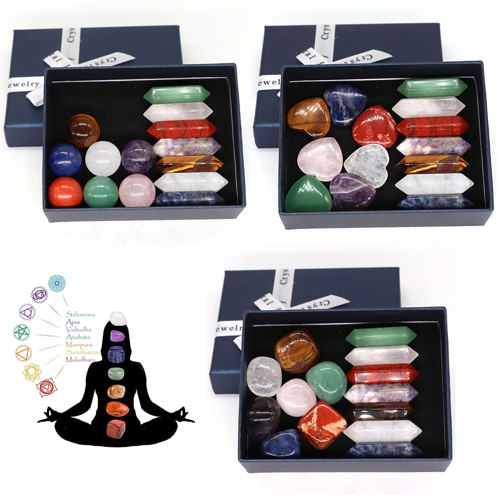 Natursteine 7 Chakra Punkt Reiki Heilung Kristall, Quarz Mineral Ornament Sammlung Home Edelstein Dekoration, Handwerk Dekor Geschenk