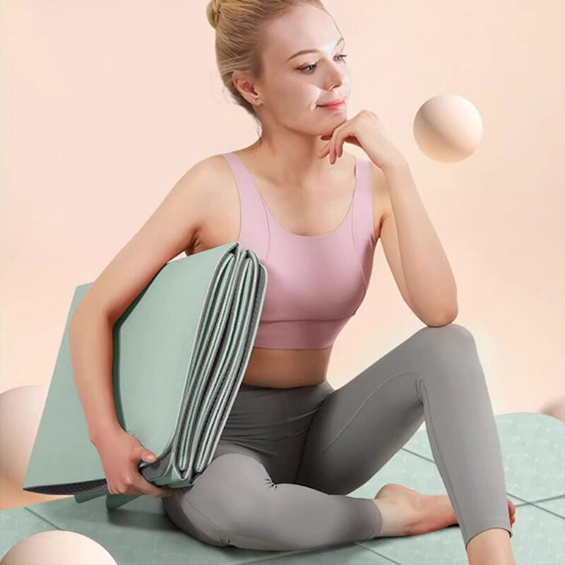 Faltbare Yogamatte, umweltfreundlich, TPE, faltbar, für Reisen, Fitness, Trainingsmatte, doppelseitig, rutschfest, für Yoga, Pilates und Bodentraining