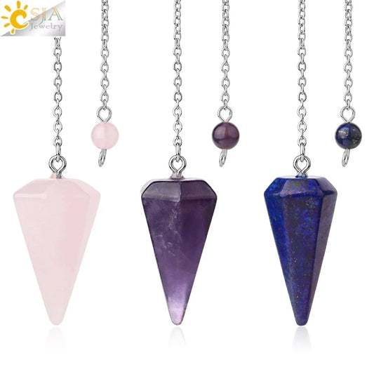 KRISTALLPENDEL ROSENQUARZ AMETHYST AVENTURIN