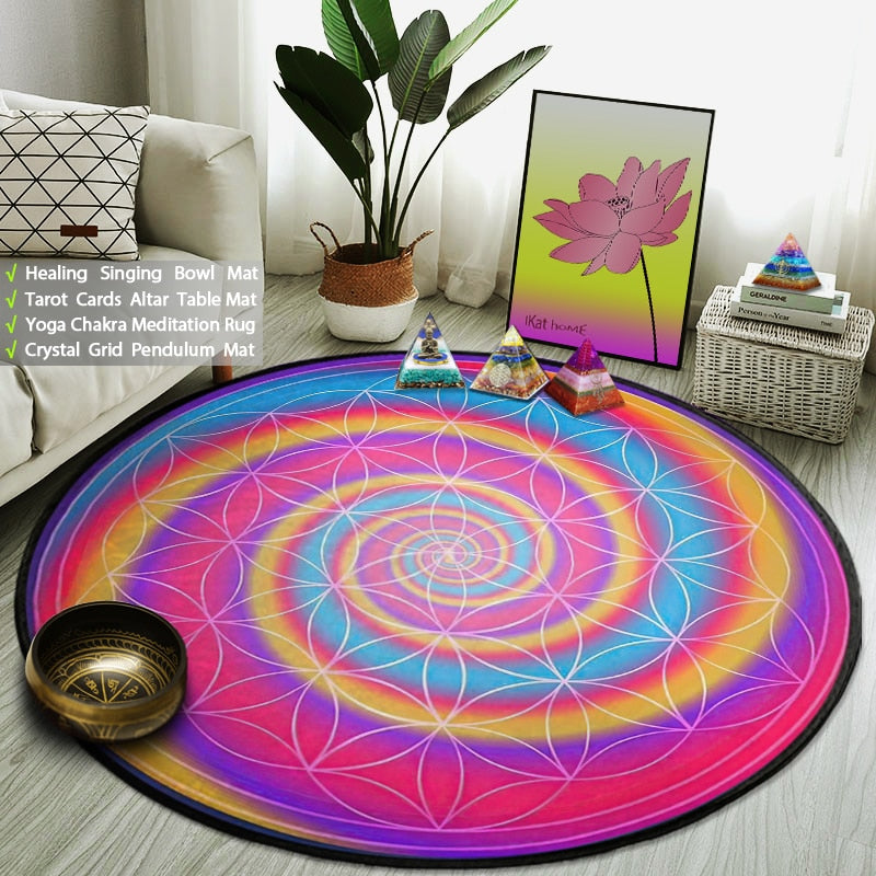 Rainbow Mandala Flower Teppich Yoga Meditation